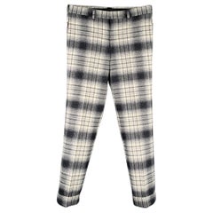 BLACK FLEECE Size 32 Grey White Plaid Wool Button Fly Dress Pants