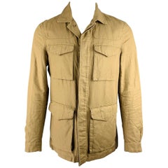 MASSIMO DUTTI Größe M Hellbraune Arbeitsjacke aus Leinenmischung