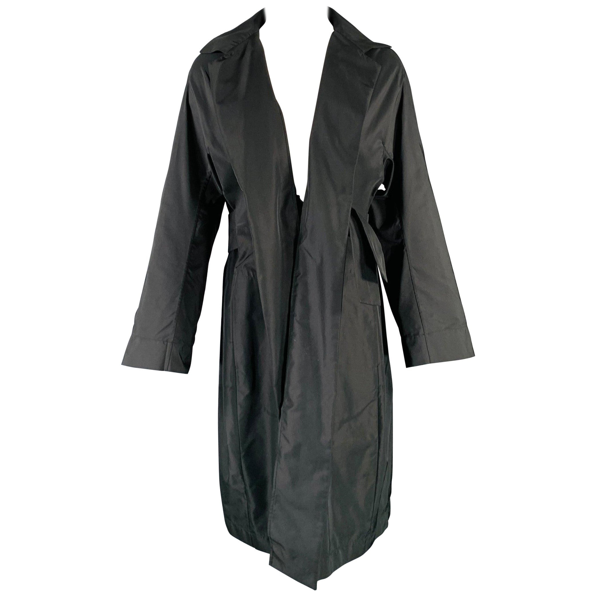 JIL SANDER Manteau ouvert sur le devant en soie polyester noire Taille 4