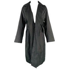 JIL SANDER Größe 4 Schwarzer Polyester-Seidenmantel mit offener Front