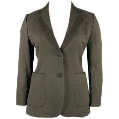 ISSEY MIYAKE Giacca sfoderata in cotone verde oliva Taglia L