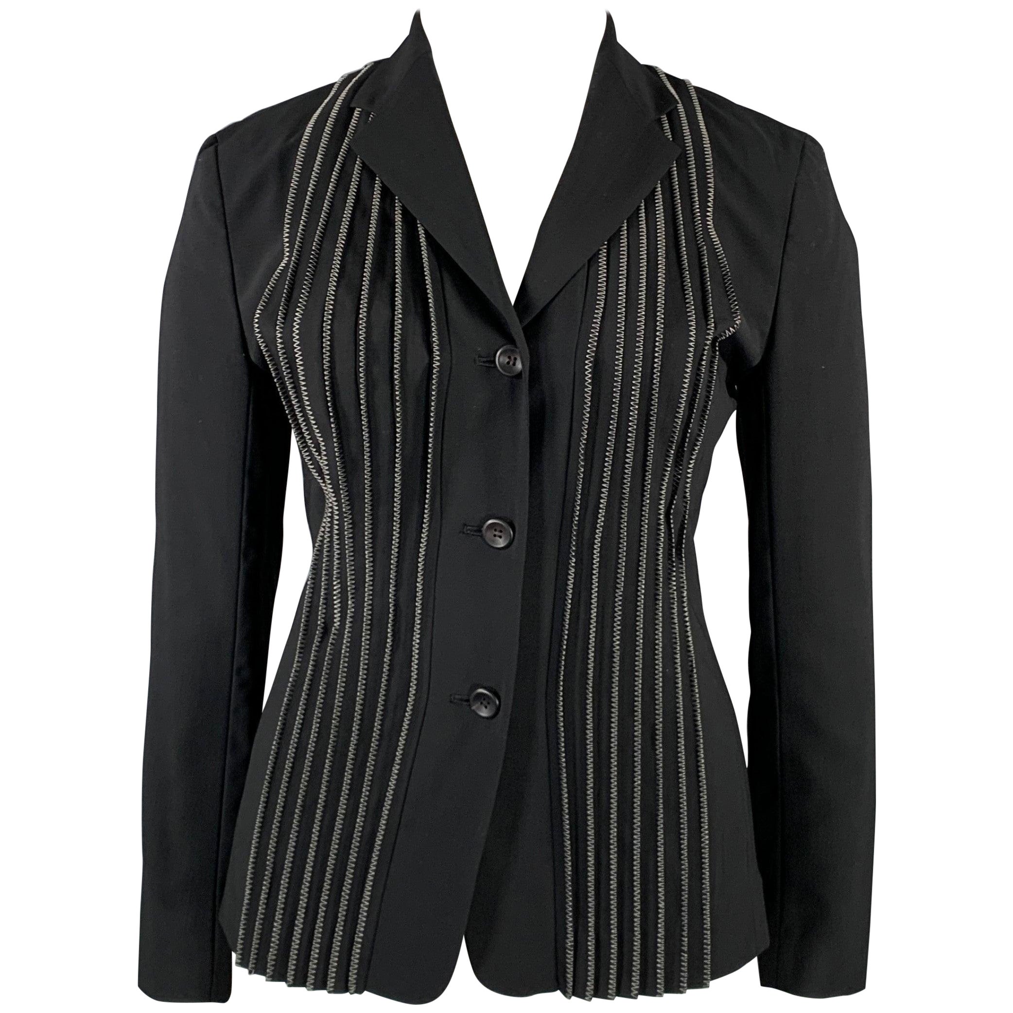 ISSEY MIYAKE Plissee-Blazer aus schwarzer und weißer Wollmischung, Größe L