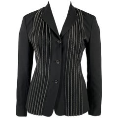 ISSEY MIYAKE Taglia L Blazer plissettato in misto lana bianco e nero