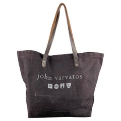 JOHN VARVATOS Brown Purple Logo Canvas Leder Tote Bags