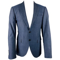 JOHN VARVATOS Abrigo deportivo de mezcla de lana virgen azul gris talla 40