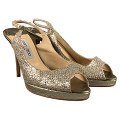 JIMMY CHOO Size 10 Silver Leather Slingback Pumps