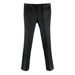 GUCCI Size 32 Black Stripe Cotton Silk Tuxedo Dress Pants