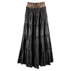 OSCAR DE LA RENTA Size 4 Black Ruffled Long Skirt