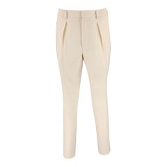 FENDI Size 36 Beige Polyester Wool Pleated Elastic Waistband Dress Pants