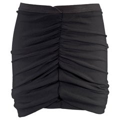 RICK OWENS Größe 2 Schwarz Nylon Eastane geraffter asymmetrischer Minirock