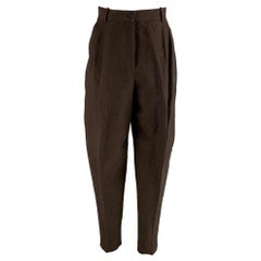 THE ROW Pantalones de vestir de talle alto plisados en mezcla de lana marrón talla 2
