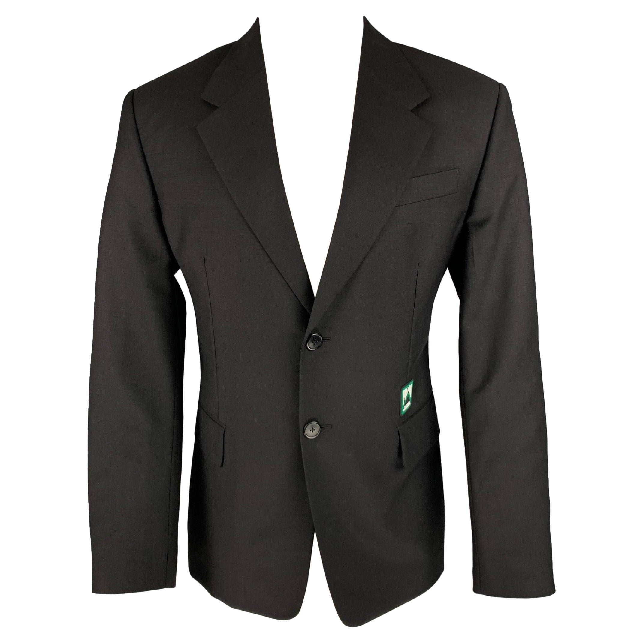 PRADA Size 40 Black Mohair Wool Notch Lapel Sport Coat For Sale