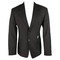 PRADA Taglia 40 Cappotto sportivo in lana mohair nero con risvolto a tacche