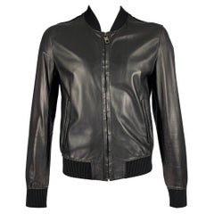 DOLCE & GABBANA Size 42 Black Lambskin Leather Bomber Jacket