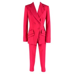 LA PERLA Taglia 4 Rosa Fucsia Lana Eastane Doppiopetto Pantaloni Abito