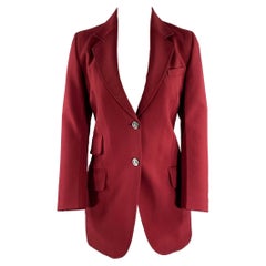 GUCCI Größe S Burgunderfarbener einreihiger Twill-Blazer aus Twill