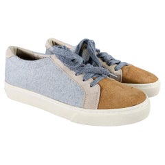 BRUNELLO CUCINELLI Größe 7,5 Grau Tan Flannel Color Block Low Top Turnschuhe