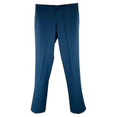 HUGO BOSS Size 32 Blue Navy Virgin Wool Blend Flat Front Dress Pants