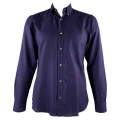 PAUL SMITH Size L Purple Textured Cotton One Pocket Long Sleeve Shirt