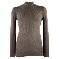RICK OWENS FW22 Size XL -Strobe- Brown Ribbed Wool Mock Neck Pullover
