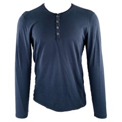 JOHN VARVATOS Size M Navy Henley T-shirt
