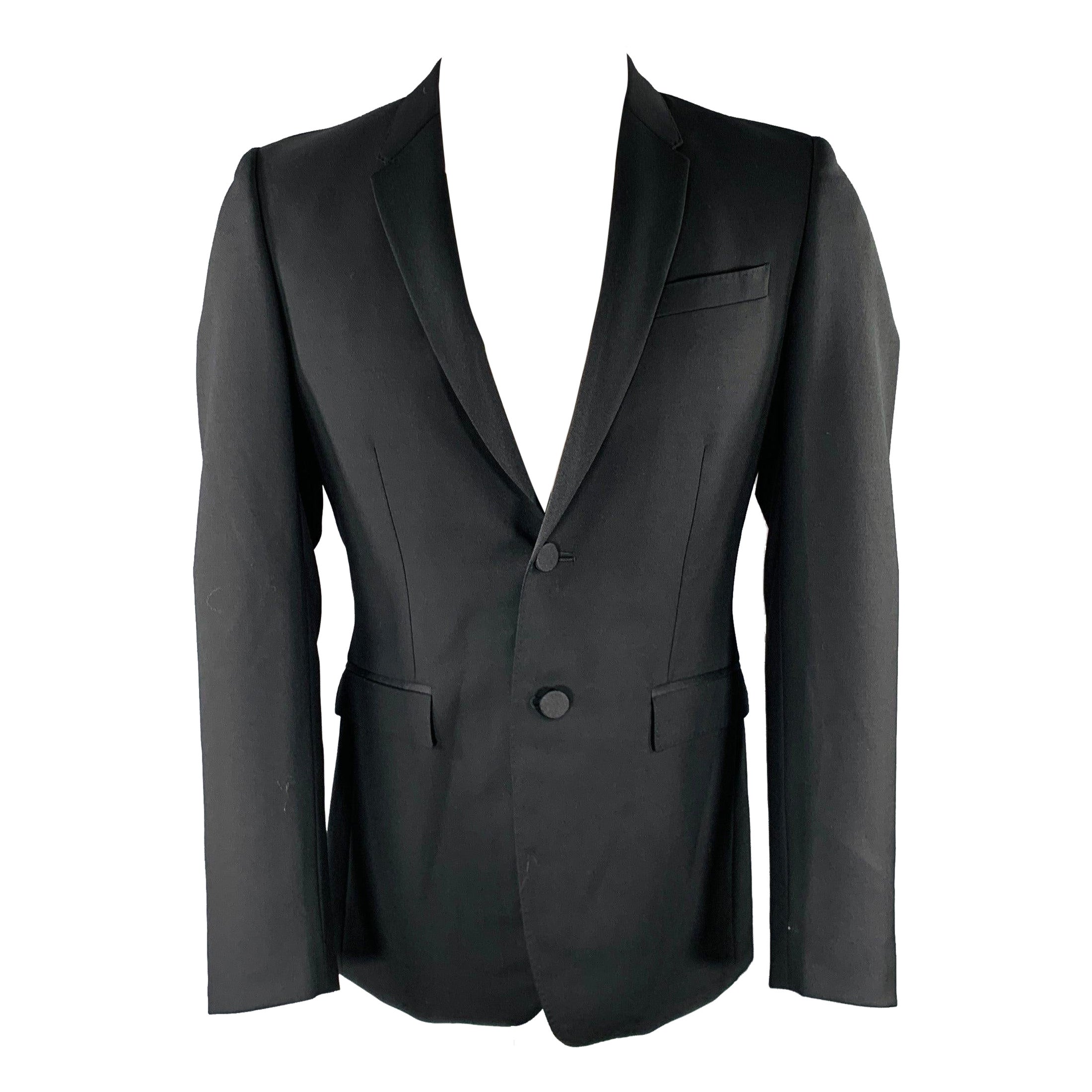 BURBERRY PRORSUM Größe 38 Schwarzer Sportmantel aus Wolle mit Neckholder und Revers im Angebot