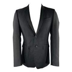 BURBERRY PRORSUM Size 38 Black Wool Notch Lapel Sport Coat