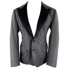 DOLCE & GABBANA Size 40 Long Grey Two Toned Virgin Wool Blend Sport Coat