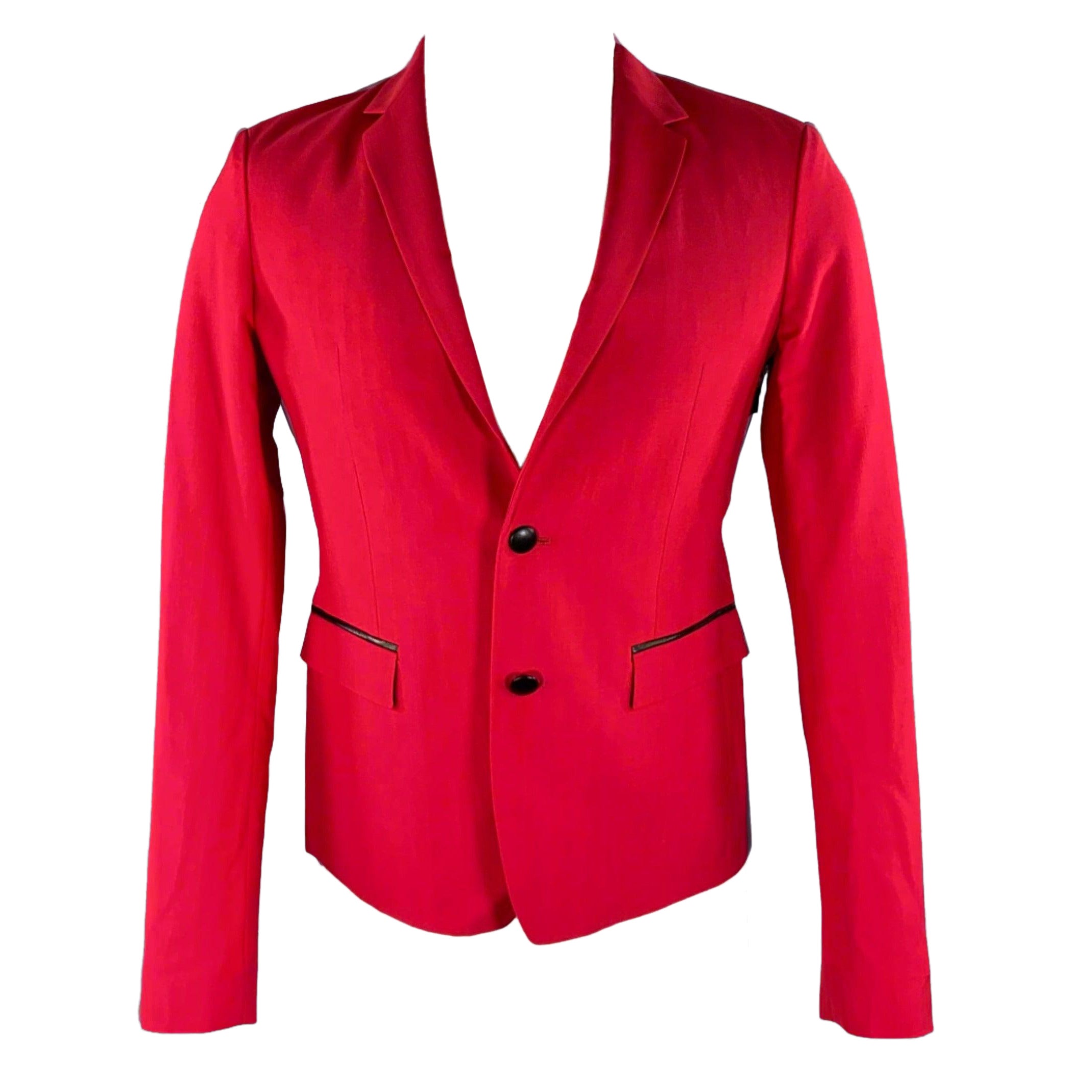 ROBERTO CAVALLI - Manteau de sport rouge framboise en laine mélangée, taille 38 en vente