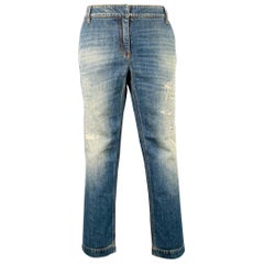 DOLCE & GABBANA Size M Blue Cotton Distressed Cropped Jeans