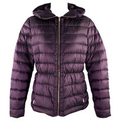 MASSIMO DUTTI Size L Purple Nylon Hooded Padded Jacket