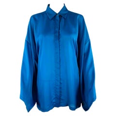 VERSACE COLLECTION Size 6 Blue Polyester Wing Sleeve Blouse