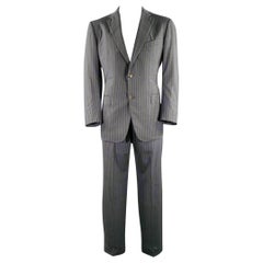 Ermenegildo Zegna Taglia 46 Abito in lana gessato grigio blu