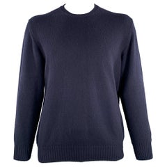 LORO PIANA Size L Navy Cashmere Crew Neck Sweater