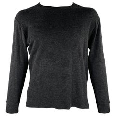RALPH LAUREN Size L Grey Ribbed Wool Crew Neck Pullover