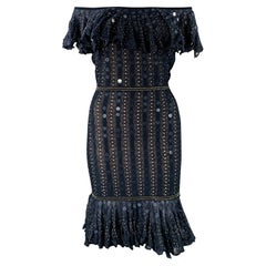 ZAC POSEN Größe XS -Starry Night Tango-Seidenmischung Payettes-Kleid mit Rüschenkleid