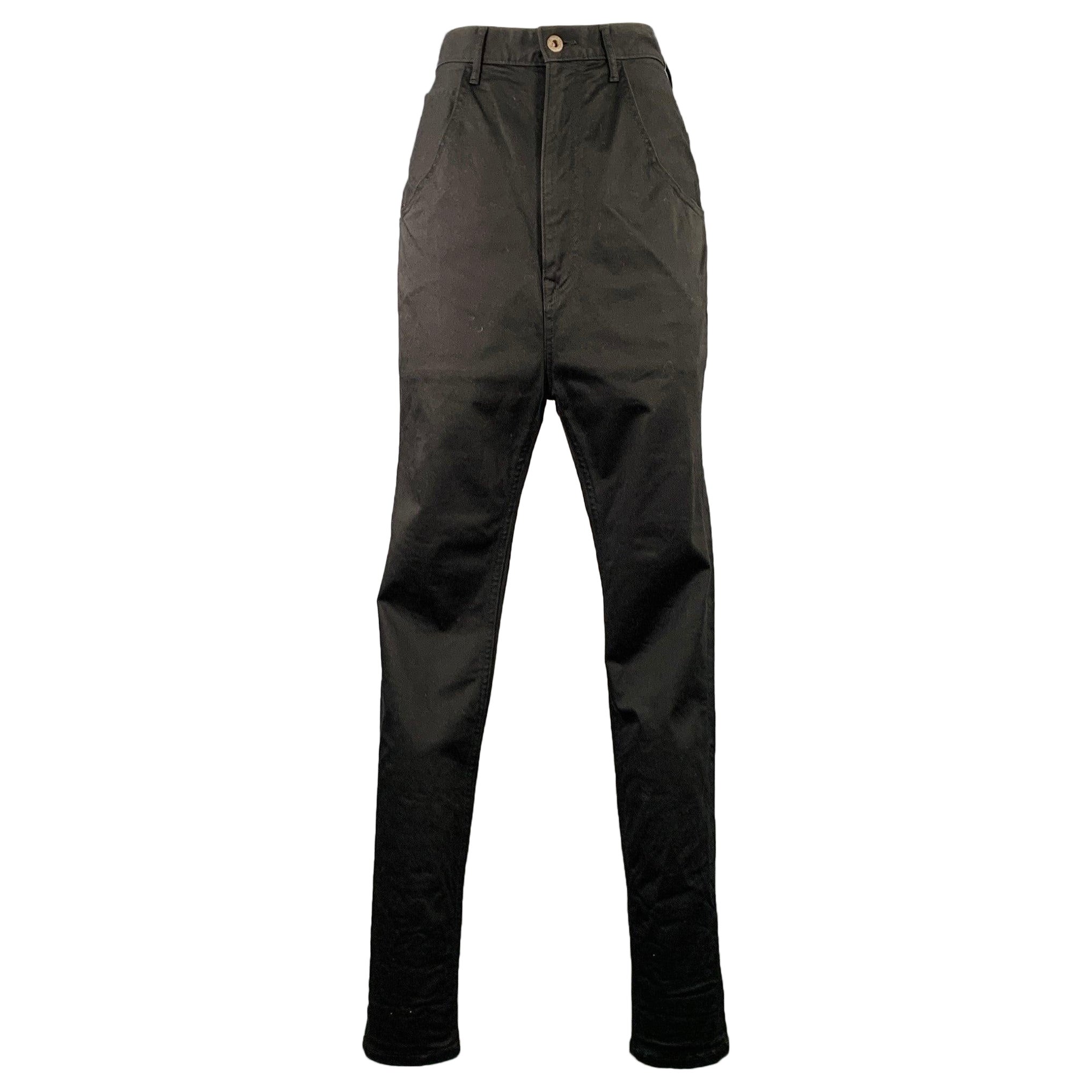 KAPITAL Size S Black Cotton Polyurethane Drop Crotch Casual Pants For Sale