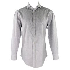 BRUNELLO CUCINELLI Größe M Blau-Braun Jacquard-Baumwolle Langarmhemd