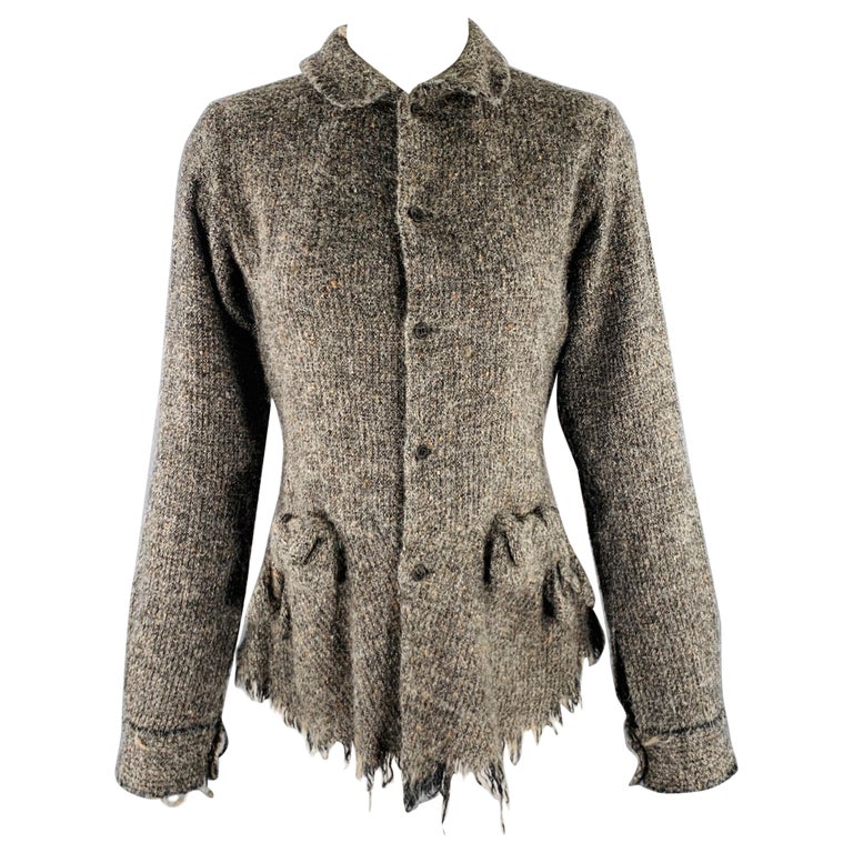 JUNYA WATANABE Size M Brown Tan Rayon Silk Raw Edge Cardigan For 