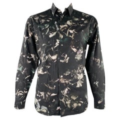 PAUL SMITH Size L Black Grey Floral Cotton Silk Button Up Long Sleeve Shirt
