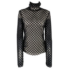 PHILOSOPHY di LORENZO SERAFINI Size 4 Black Polyester Mesh Pullover