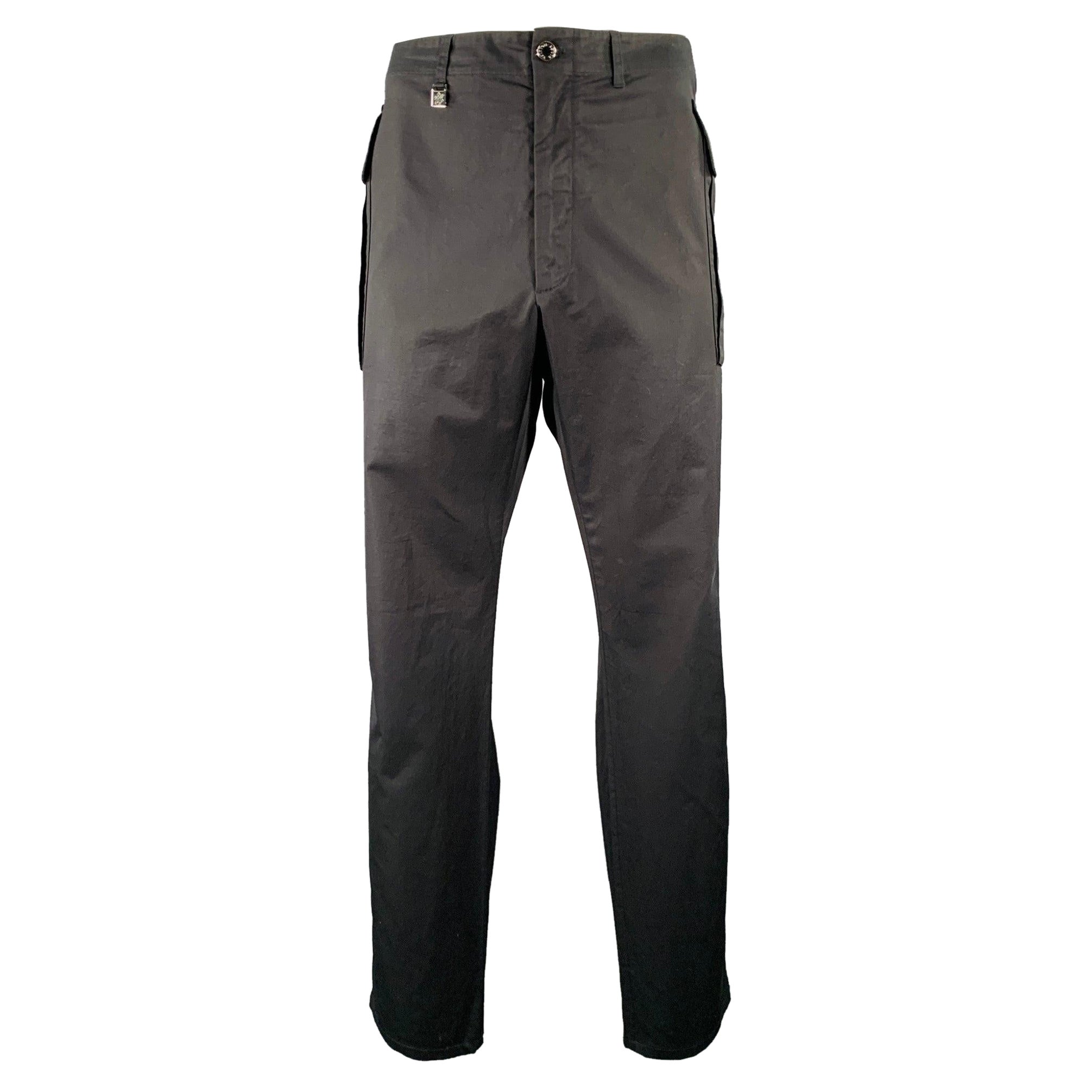LOUIS VUITTON Talla 32 Negro Cargo Bolsillos Pantalones Casual