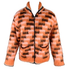 MARNI Size S/M Orange Black Fuzzy Wuzzy Mohair Cardigan Jacket
