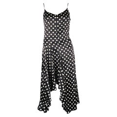 CAROLINE CONSTAS Size XS Black White Silk Blend Polka Dot Dress