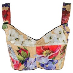 DOLCE & GABBANA Size 8 Multi Color Nylon Blend Floral Bralette