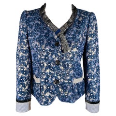 MARC JACOBS Veste à fleurs bleue mélangée acétate argenté taille 6