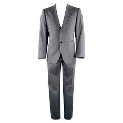 Abito monopetto in lana e lino JOHN VARVATOS taglia 42, grigio e blu.