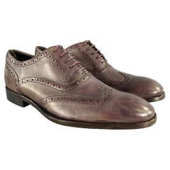 PAUL SMITH Size 9 Purple Perforated Leather Wingtip Lace-Up Shoes