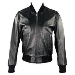 SANDRO Size M Black Lambskin Leather Bomber Jacket