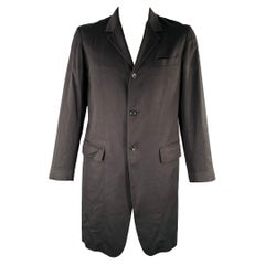 YOHJI YAMAMOTO Size L Black Solid Rayon Blend Notch Lapel Coat
